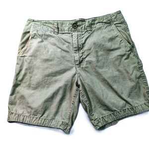 American Eagle Prep Shorts Mens 33 Khaki Flat Front Casual Cotton Chino Shorts